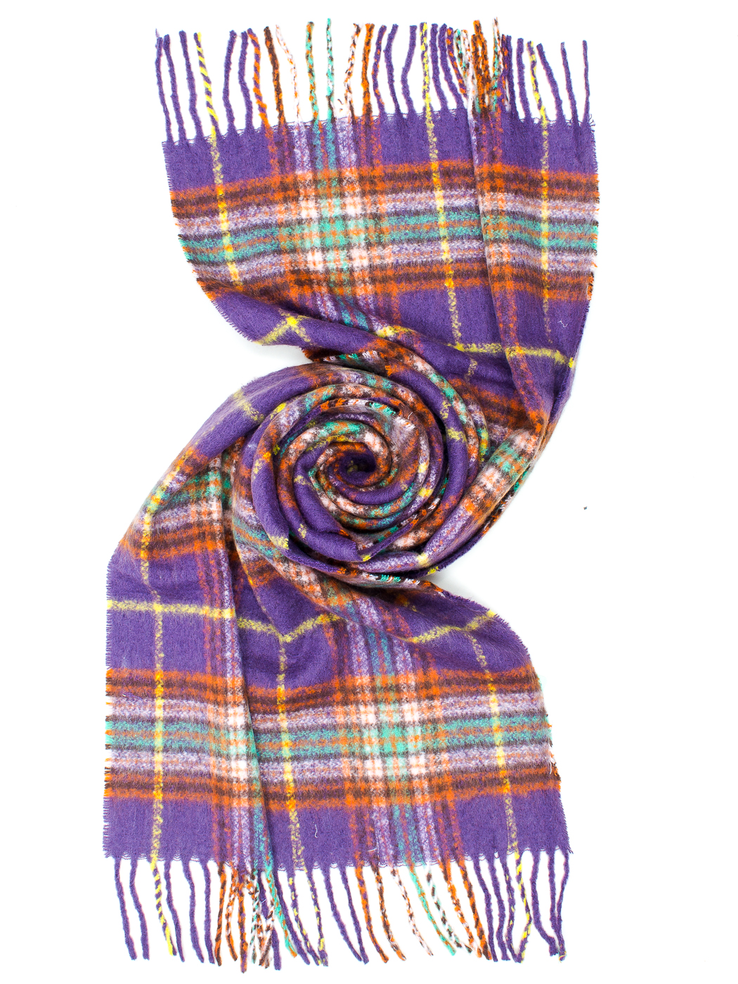 STOLA STAMPA SCOTTISH CON FRANGE, 55X185 - PURPLE